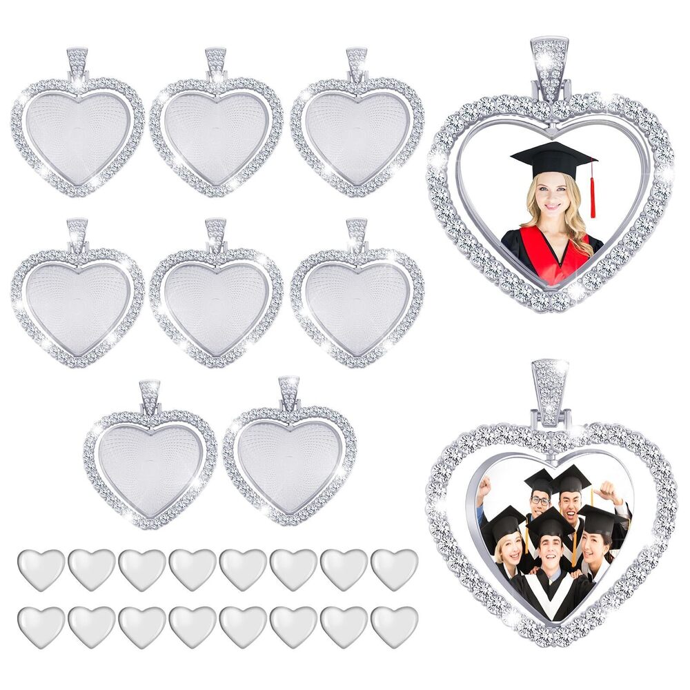 6922 24 Pcs Rhinestone Pendant Trays Set Including 8 Heart Shape Double